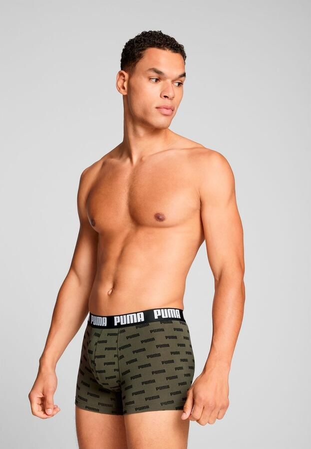 PUMA Boxershort MEN EVERYDAY LOGO PRINT BOXERS 2P 1x uni 1x allover logo met kleine ribboord (Set van 2) - Foto 3
