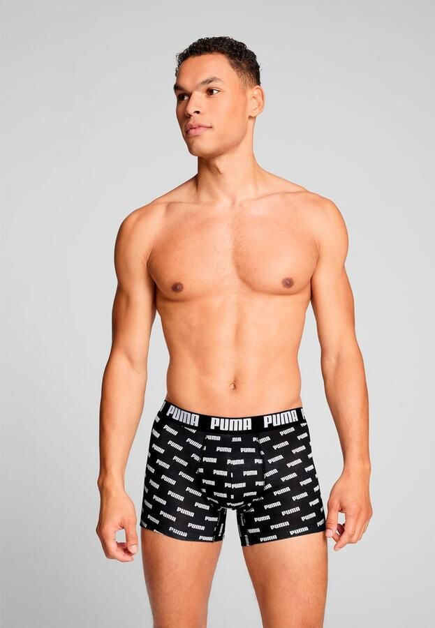 PUMA Boxershort MEN EVERYDAY LOGO PRINT BOXERS 2P 1x uni 1x allover logo met kleine ribboord (Set van 2) - Foto 4