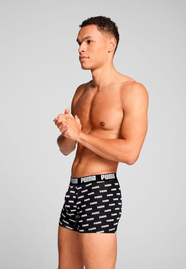 PUMA Boxershort MEN EVERYDAY LOGO PRINT BOXERS 2P 1x uni 1x allover logo met kleine ribboord (Set van 2) - Foto 5