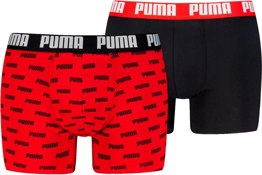 PUMA Boxershort MEN EVERYDAY LOGO PRINT BOXERS 2P 1x uni 1x allover logo met kleine ribboord (Set van 2) - Foto 7