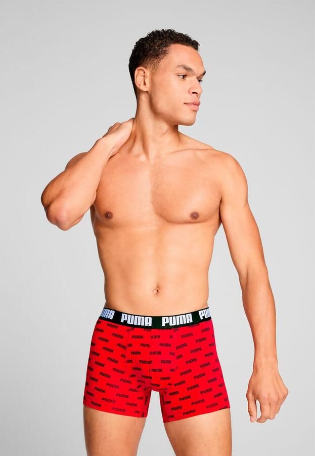 PUMA Boxershort MEN EVERYDAY LOGO PRINT BOXERS 2P 1x uni 1x allover logo met kleine ribboord (Set van 2) - Foto 3