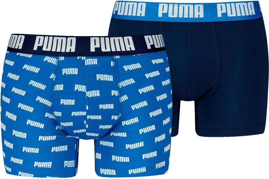 PUMA Boxershort MEN EVERYDAY LOGO PRINT BOXERS 2P 1x uni 1x allover logo met kleine ribboord (Set van 2) - Foto 6