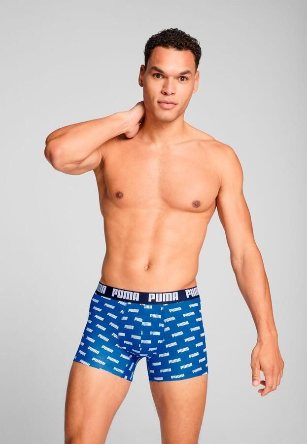 PUMA Boxershort MEN EVERYDAY LOGO PRINT BOXERS 2P 1x uni 1x allover logo met kleine ribboord (Set van 2) - Foto 2