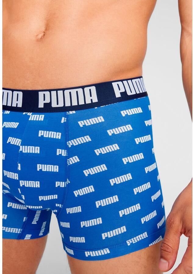 PUMA Boxershort MEN EVERYDAY LOGO PRINT BOXERS 2P 1x uni 1x allover logo met kleine ribboord (Set van 2)