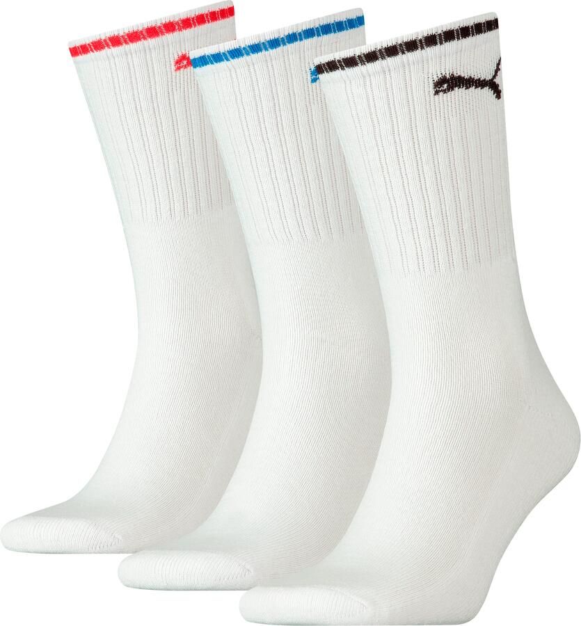 PUMA Sportsokken UNISEX STRIPED CREW SOCK 3P Comfort-band badstof vulling platte teennaden (3 paar)