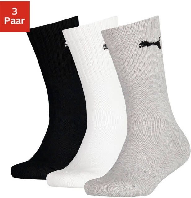 Puma Sokken met labelprint in een set van 3 paar model 'JUNIOR CREW SOCK 3P'