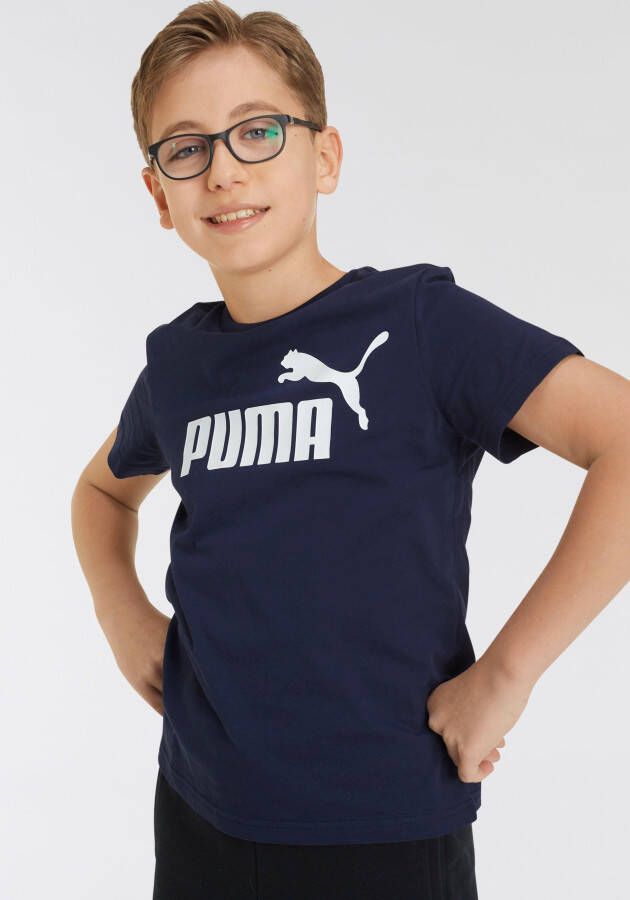 Puma T-shirt donkerblauw Jongens Katoen Ronde hals Logo 140