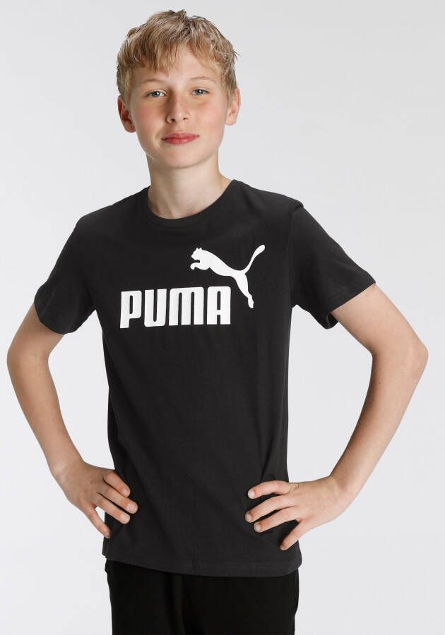 Puma T-shirt zwart Jongens Katoen Ronde hals Logo 128