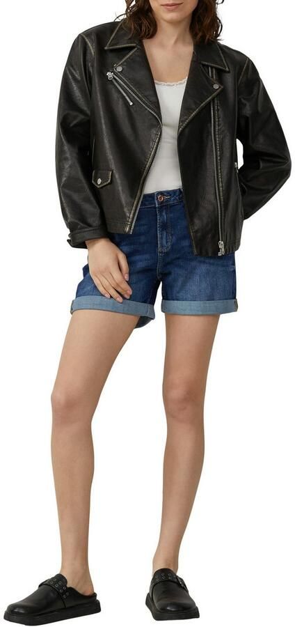 Q S by s.Oliver denim slim regular waist denim short dark blue denim - Foto 2