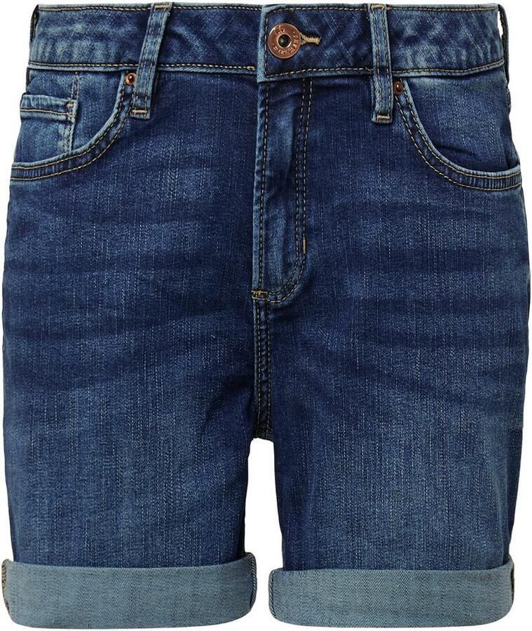 Q S by s.Oliver denim slim regular waist denim short dark blue denim