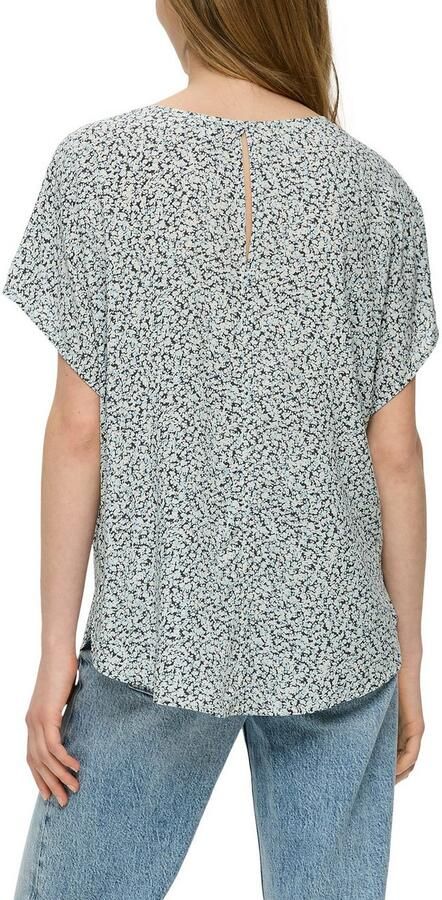 Q S by s.Oliver geweven top met all over print en open detail grijs wit - Foto 5