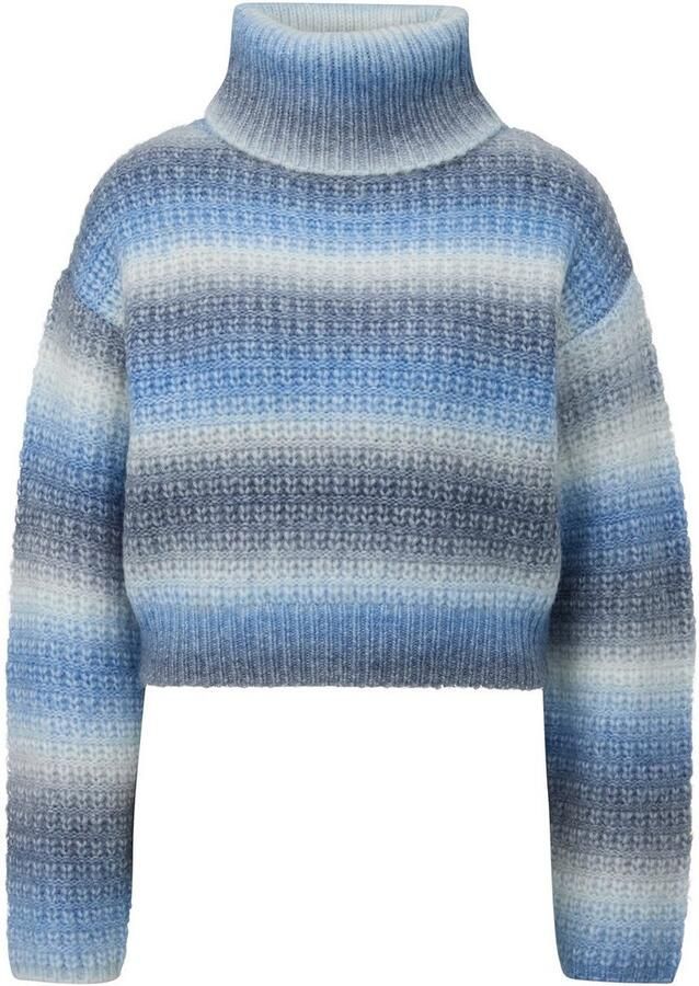 Q S by s.Oliver cropped trui met wol in streep lichtblauw wit - Foto 2