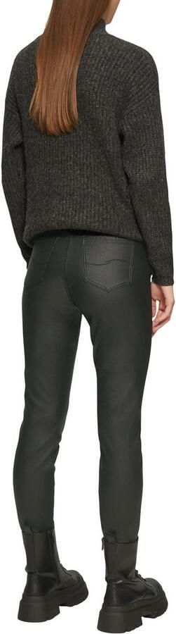 Q S by s.Oliver skinny regular waist coated broek zwart - Foto 4