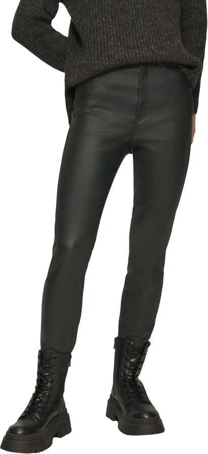 Q S by s.Oliver skinny regular waist coated broek zwart