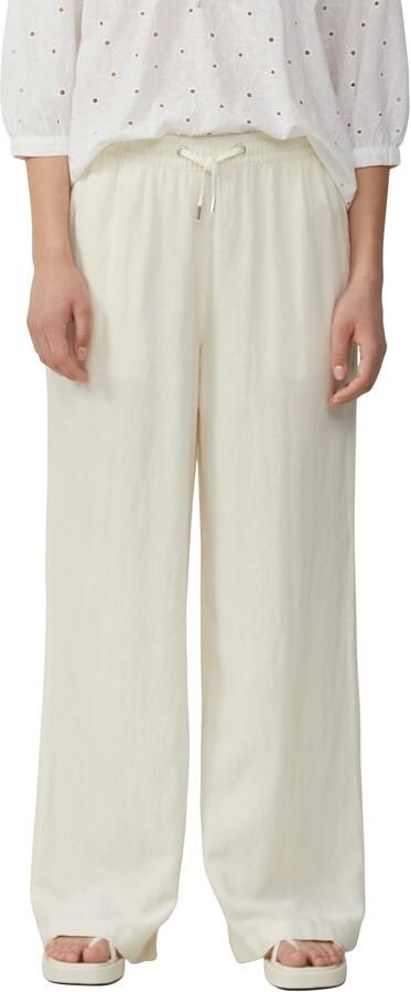 Q S by s.Oliver linnen wide leg regular waist casual broek wit - Foto 2