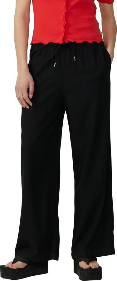 Q S by s.Oliver linnen wide leg regular waist casual broek zwart