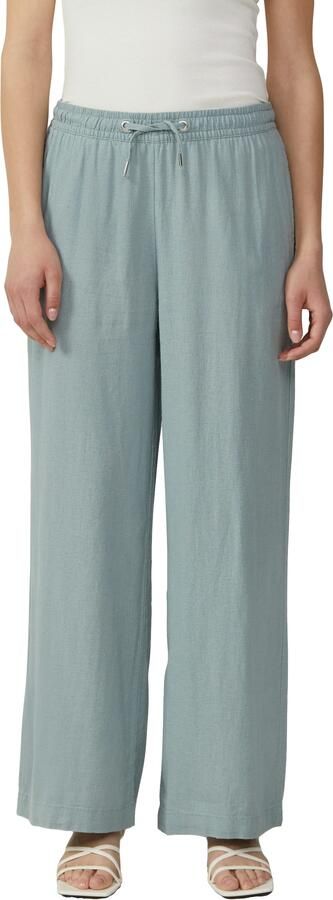 Q S by s.Oliver linnen wide leg regular waist casual broek petrol - Foto 4