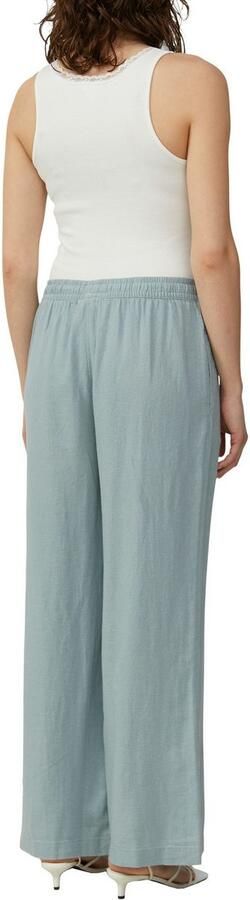 Q S by s.Oliver linnen wide leg regular waist casual broek petrol - Foto 3