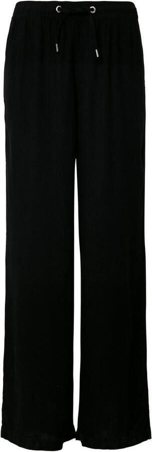 Q S by s.Oliver linnen wide leg regular waist casual broek zwart - Foto 3