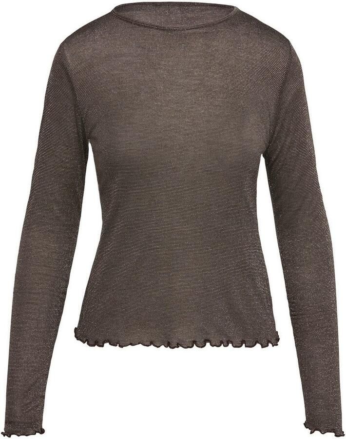 QS Shirt met lange mouwen van viscosemix met geschulpte zoom