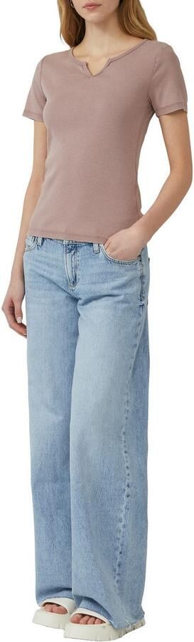 Q S designed by T-shirt in riblook en met splitneck - Foto 2