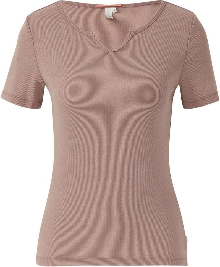 Q S designed by T-shirt in riblook en met splitneck