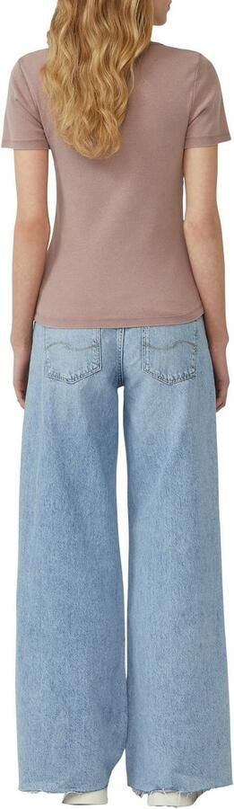 Q S designed by T-shirt in riblook en met splitneck - Foto 3