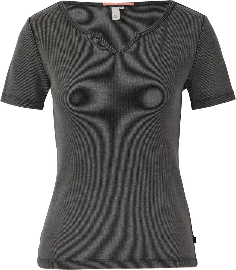 Q S designed by T-shirt in riblook en met splitneck - Foto 3