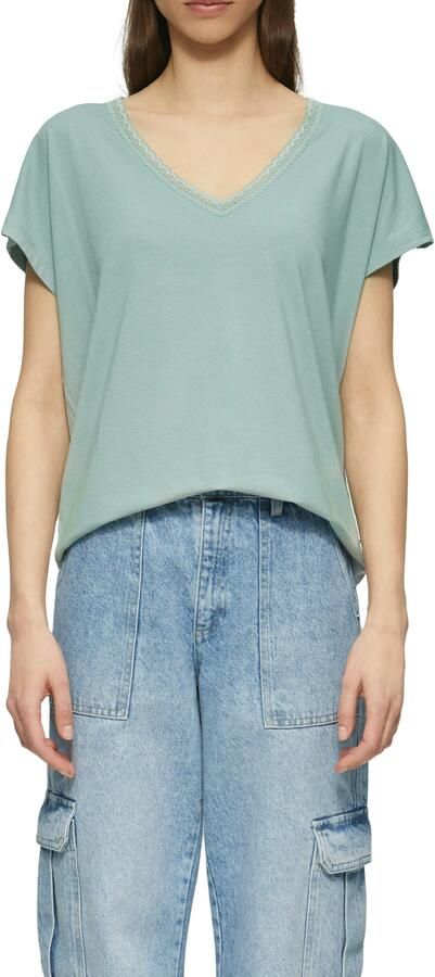 Q S designed by T-shirt met kant bij de hals - Foto 4