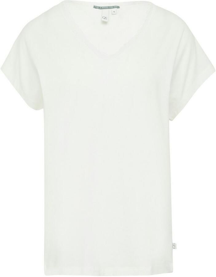 Q S designed by T-shirt met kant bij de hals