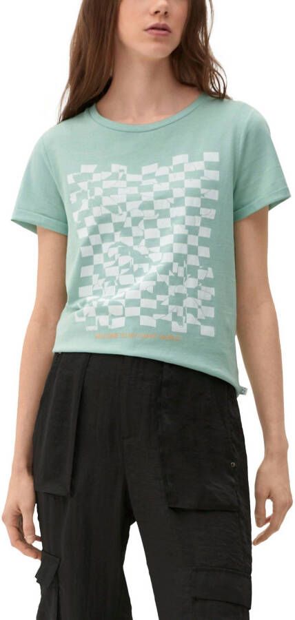 QS by s.Oliver T-shirt met grafisch motief model 'Checkerboard'