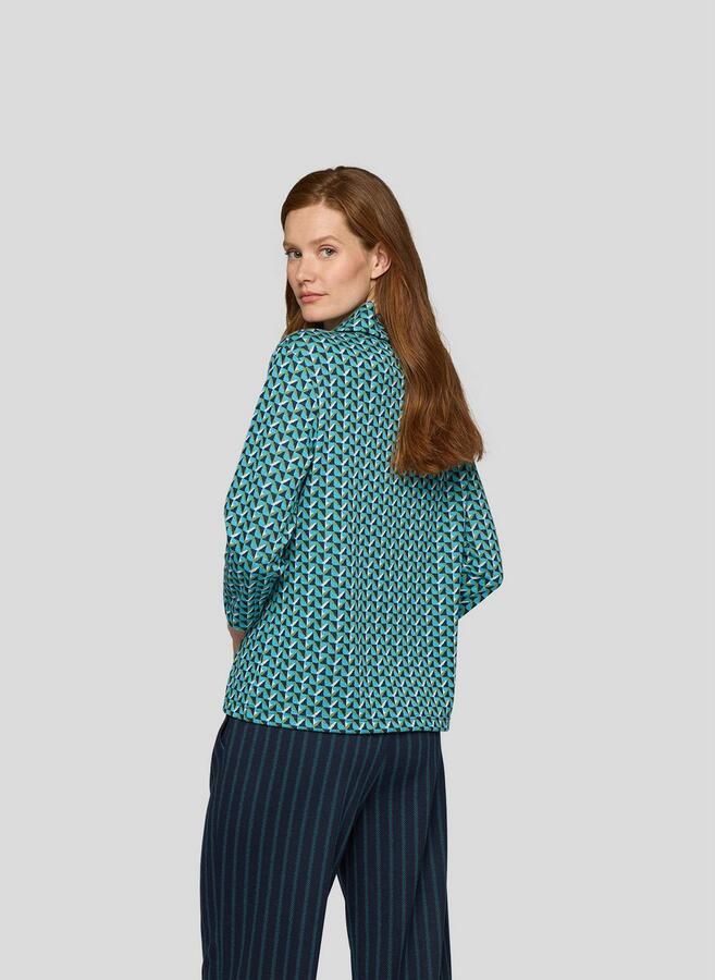 Rabe Shirt met 3 4 mouwen met split coltrui en minimal print - Foto 4