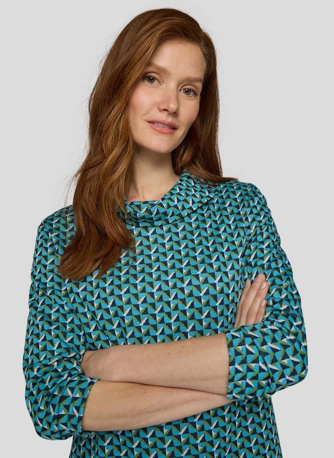 Rabe Shirt met 3 4 mouwen met split coltrui en minimal print - Foto 5