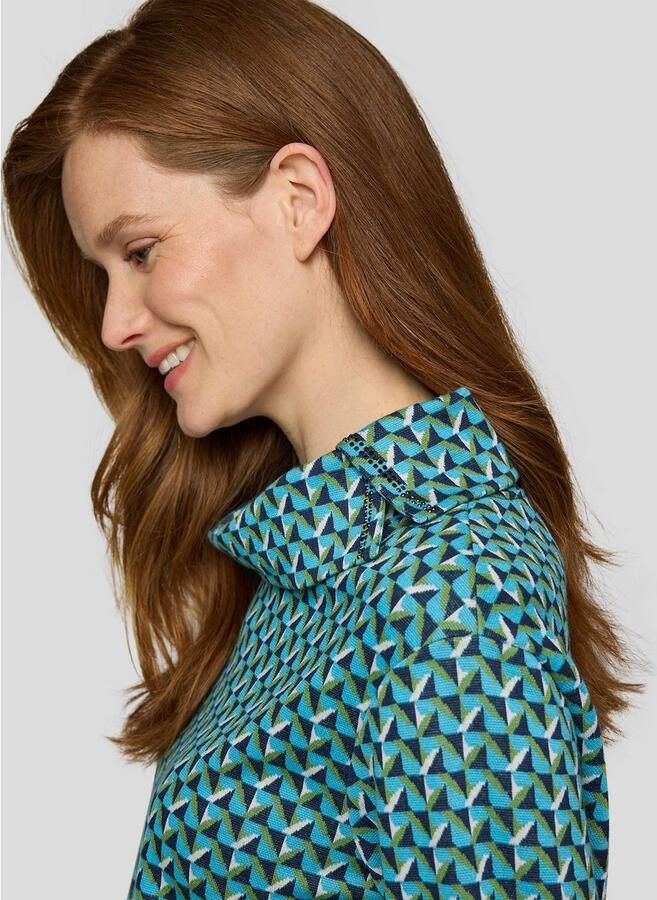 Rabe Shirt met 3 4 mouwen met split coltrui en minimal print - Foto 6