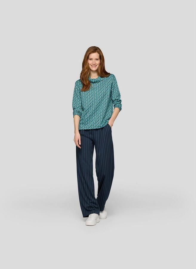 Rabe Shirt met 3 4 mouwen met split coltrui en minimal print - Foto 7