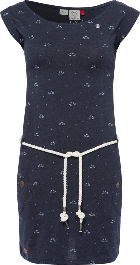 Ragwear Jerseyjurk TAG MARINA met maritiem all-over-"anker"-design (2-delig Met een bindceintuur)
