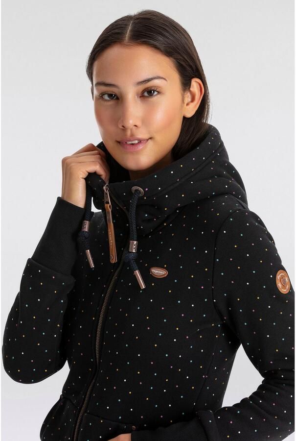 Ragwear Capuchonsweatvest NESKA DOTS MULTICOLOR ZIP O Jack met lange mouwen en veelkleurige all-over stippenprint - Foto 4