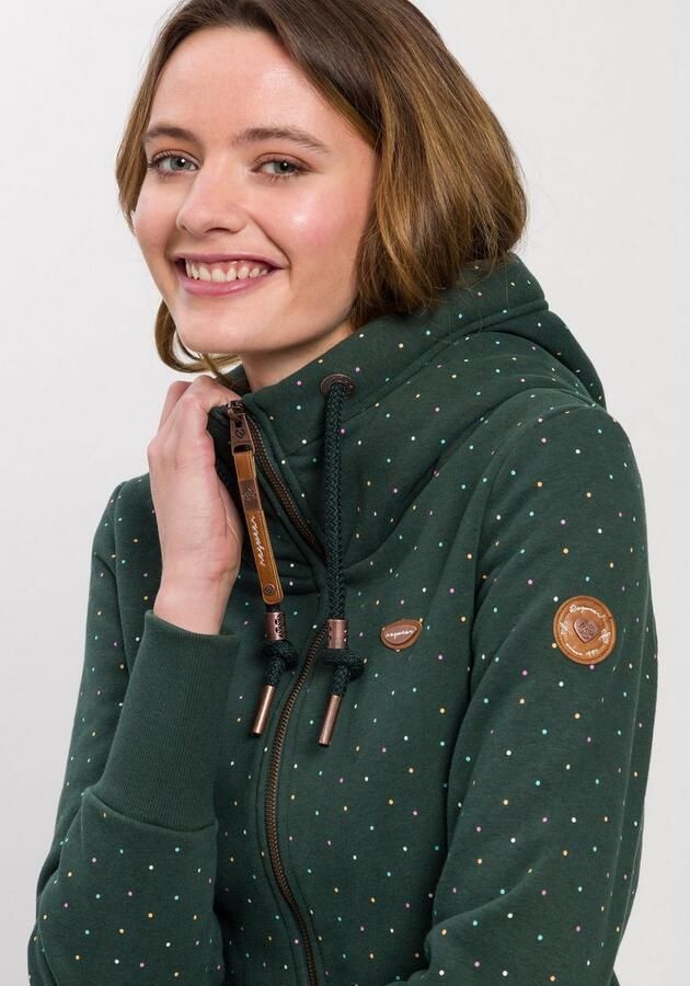 Ragwear Capuchonsweatvest NESKA DOTS MULTICOLOR ZIP O Jack met lange mouwen en veelkleurige all-over stippenprint - Foto 5