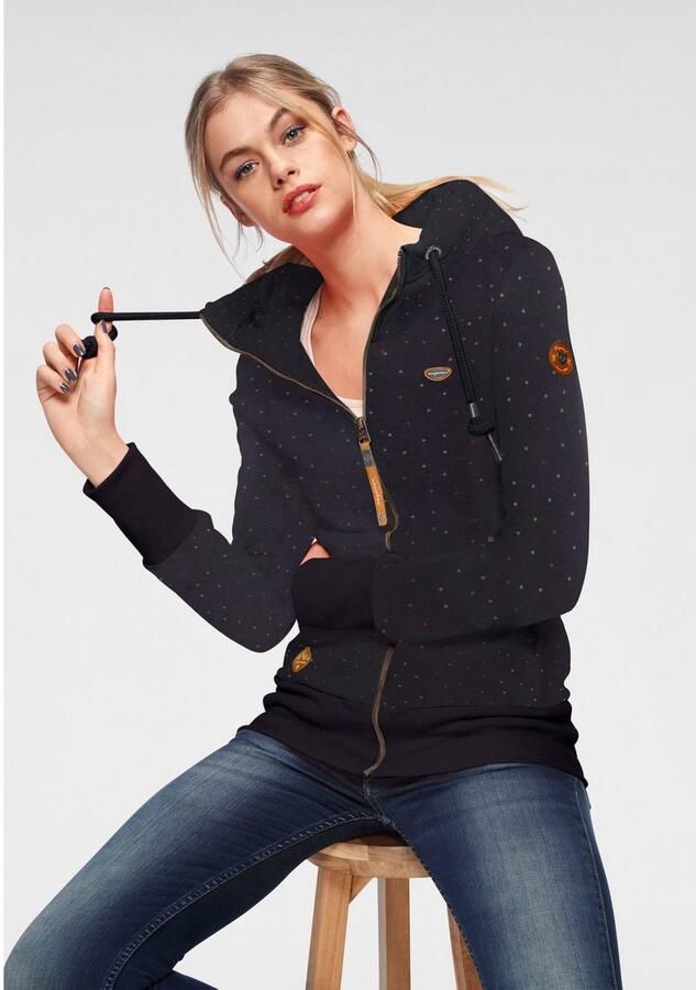 Ragwear Capuchonsweatvest NESKA DOTS MULTICOLOR ZIP O Jack met lange mouwen en veelkleurige all-over stippenprint