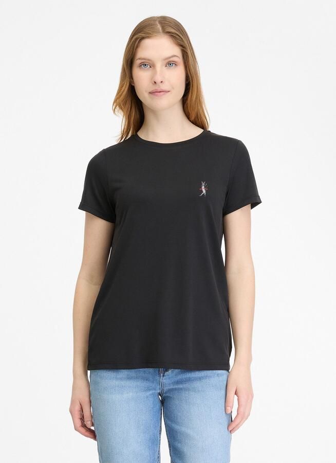 Ragwear Shirt met korte mouwen ADORI C met grappig kattenborduurwerk op de borst