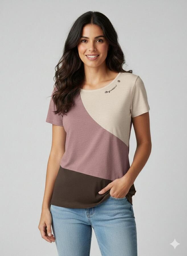 Ragwear Shirt met korte mouwen MINT BLOCK O met logopatches op de zoom en mouw - Foto 2