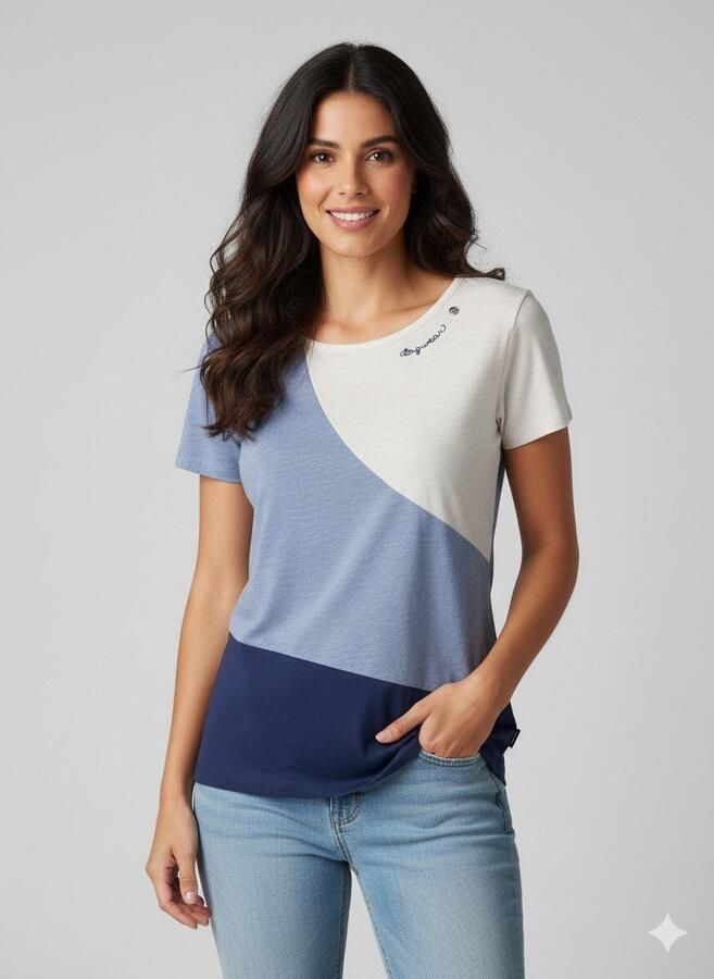 Ragwear Shirt met korte mouwen MINT BLOCK O met logopatches op de zoom en mouw - Foto 3