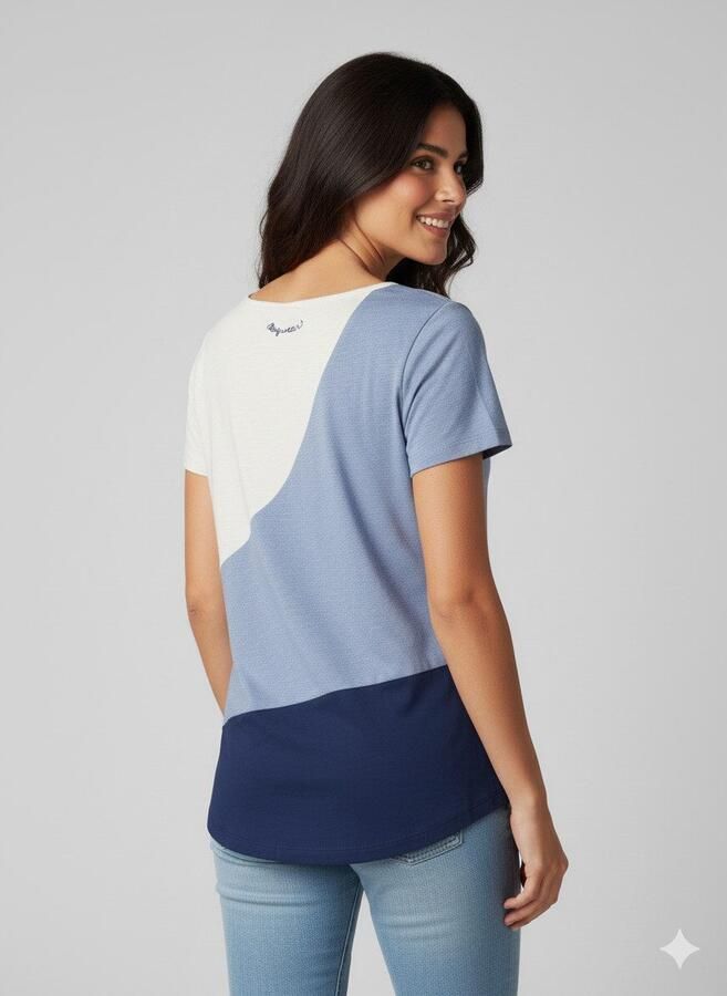 Ragwear Shirt met korte mouwen MINT BLOCK O met logopatches op de zoom en mouw