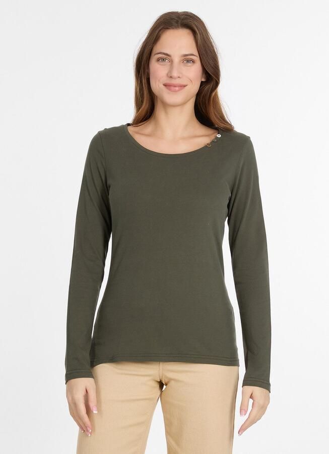 Ragwear Shirt met lange mouwen FLLORAH LONG GOTS met schattige decoratieve knopen op de halslijn