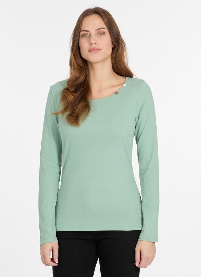 Ragwear Shirt met lange mouwen FLLORAH LONG GOTS met schattige decoratieve knopen op de halslijn