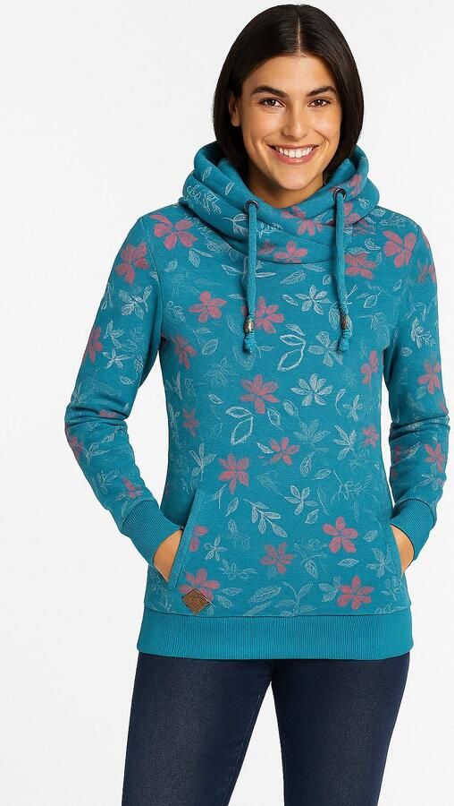 Ragwear Sweatshirt NESKA FLOWERS O met asymmetrische sjaalkraag - Foto 5