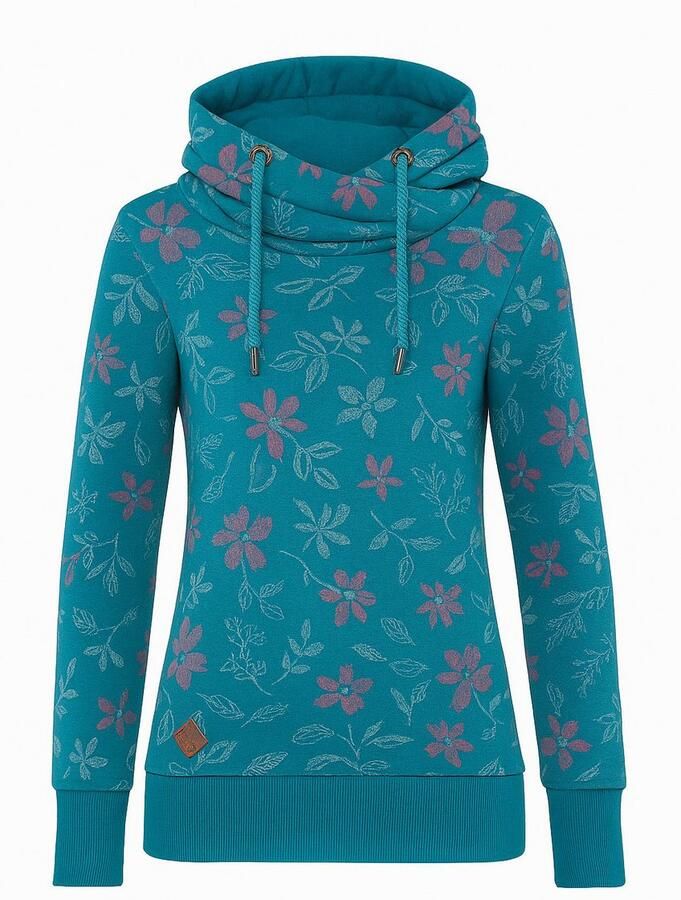 Ragwear Sweatshirt NESKA FLOWERS O met asymmetrische sjaalkraag