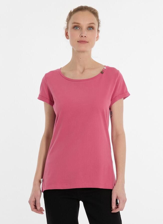 Ragwear T-shirt FLLORAH GOTS met schattige decoratieve knopen op de halslijn