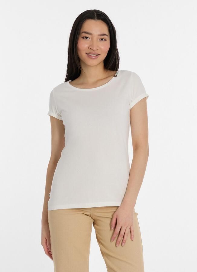 Ragwear T-shirt FLLORAH GOTS met schattige decoratieve knopen op de halslijn