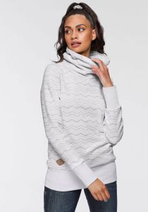 Ragwear Sweater ANGEL CHEVRON met hoog te sluiten sjaalkraag met sierknoopbeleg